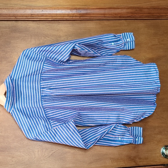 LOFT Red, White And Blue Striped Collared Shirt Size XS - Picture 4 of 6